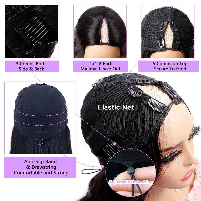 Bob Wigs Human Hair Body Wave 8-16inch V Part Wigs for Black Women Upgrade U Part Human Hair Wig Glueless Lace wigs Short Bob