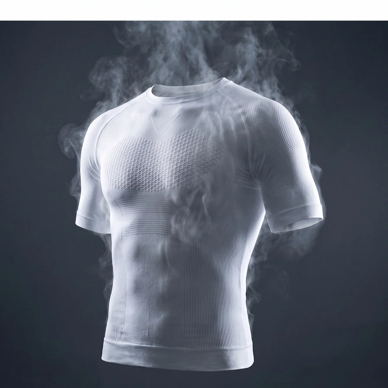 Men 3D Muscle Shaping Compression Tee Knitted Short Sleeve Shaperwear Gym Running Fitness Body Shaping Sport T-shirt