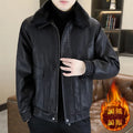 2025Men's Fleece-Lined Thickened Fur Collar Leather Jacket |  Autumn & Winter New Style  High-Quality