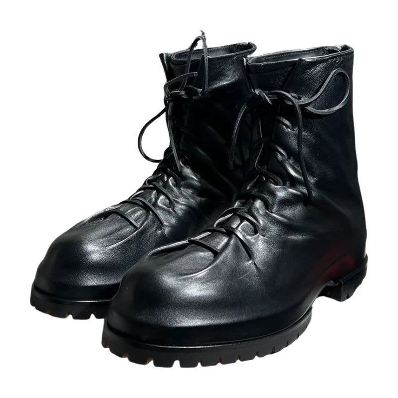 Men's High Top Shoes Platform Lace Up Zip Leather Luxury Man Sneakers High Street Autumn Black Yellow Designer Boots