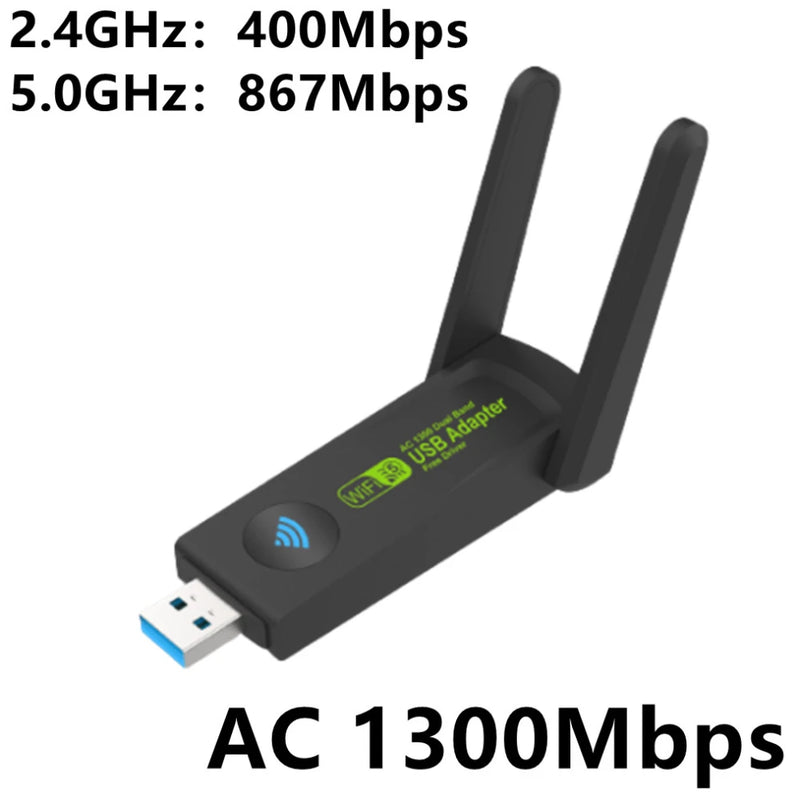 2.4GHz+5GHz Dual Band USB Wifi Adapter 1300Mbps Wireless Network Card With Antenna Dongle - Visuel 8 | SAMAG