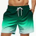 Men's Beach Shorts Gradient Color Block Drawstring Summer | SAMAG