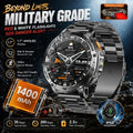 2026 New Military TANK 1400mAh Battery Smart Watch IP68 Waterproof LED Flashlight Heart Rate Sports tracker SOS Smart Watch Men