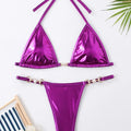 PU Leather Pearls Bikini Mini Micro Thong Women Swimwear | SAMAG