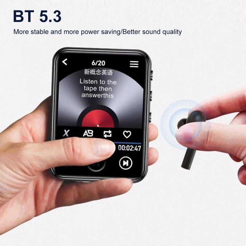 MP3 MP4 Player Portable MP3 Player Full Touch Screen Bluetooth-Compatible Audio Player Support FM Radio Recording E-Book