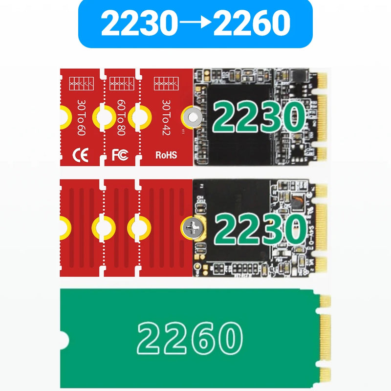 JEYI M.2 NGFF NVME SSD Extension Bracket Transfer 2230 2242 2260 2280 Length Extend Adapter Bracket Card Plate Change Long Size