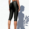 Solid - color Stretch And Shine Casual Capri Pants - View 2 | SAMAG