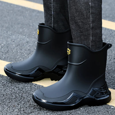 Men's Mid-Calf Anti-Slip Rain Boots Korean Style | SAMAG