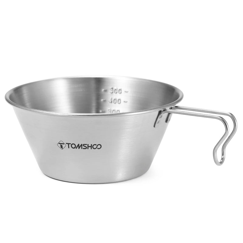 TOMSHOO Stainless Steel  Cup 200ml/500ml Measuring Cup Bowl for Outdoor Camping Backpacking Picnic food container