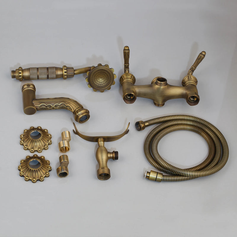 ZAPPO Shower Faucet Clawfoot Tub Shower Systerm Wall Mounted Bathroom Tub Filler with Hand Held Shower Sprayer Vintage