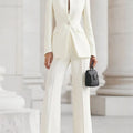 Elegant Women Solid Slim Two Piece Sets Spring Fashion Stand Collar Long Sleeved Blazer+Pants Suit Casual Work Office Coat Set