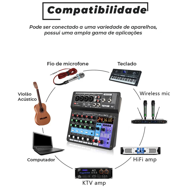 TEYUN A8 A6 A4 6/8 Channel Audio Mixer Professional Portable Mixer Sound Table Board Digital MP3 Computer Input 48v Power Number