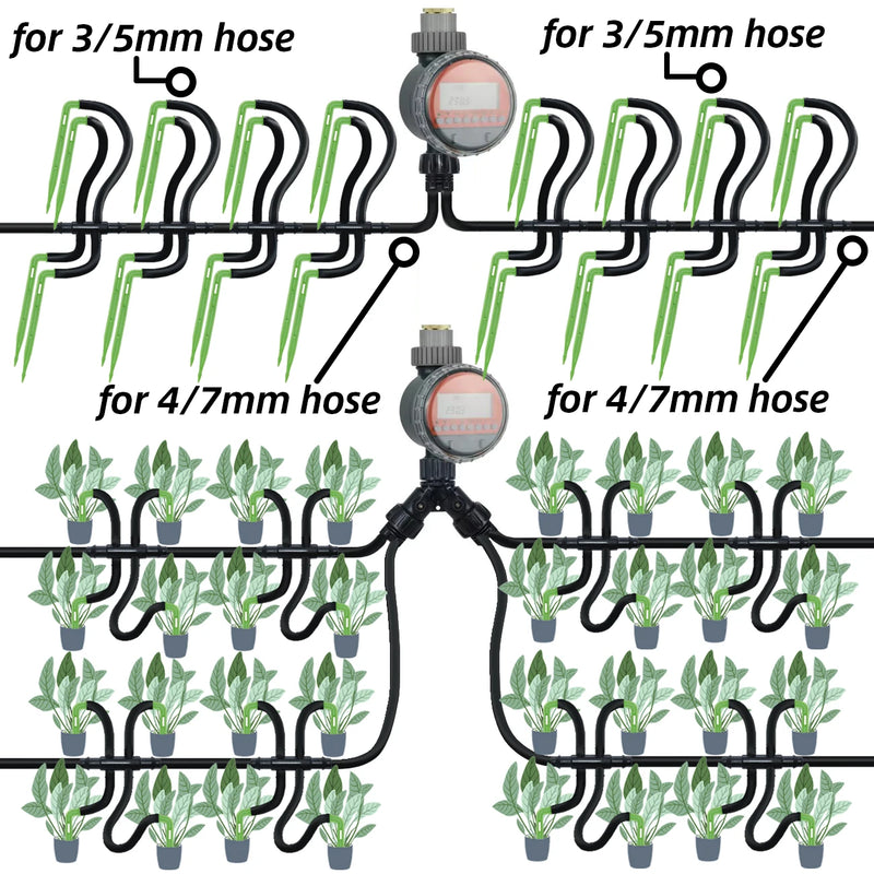 KESLA Garden Automatic Watering Irrigation Kit Elbow Emitter Drip System 4/7MM to 3/5MM Hose for Bonsai Potted Flower Greenhouse