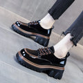 Fashionable Thick Soled High Rise Loafers with Thick Heels Shoes for Women 2024 Autumn Winter New Lace-up Women's Boot
