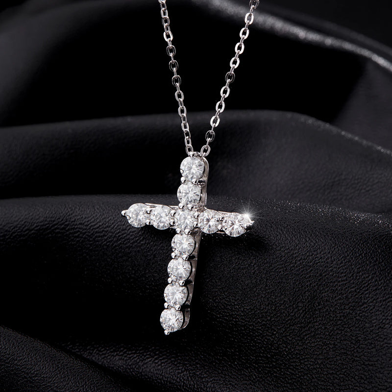 MODIAN D Color Moissanite Necklace 925 Sterling Silver Exquisite Cross Link Chain Pendant For Women Fine - Visuel 4 | SAMAG