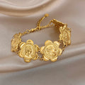 Vintage Gold Plated Stainless Steel Coins Wrist Bracelet for Women Men Classic Ethnic Cuff Bracelets Waterproof Jewelry