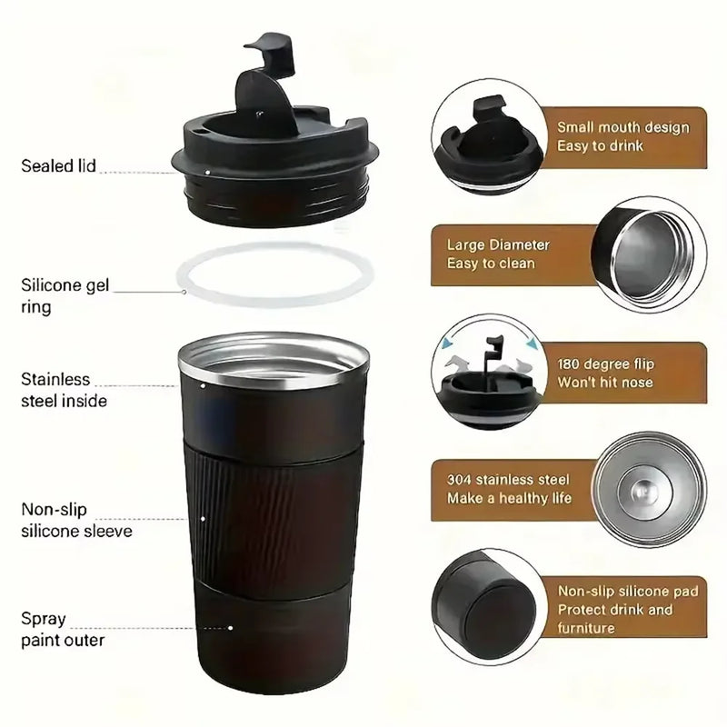 12.85/17.25oz Stainless Steel Thermos Insulated Cup Double-layer Leak-Proof Travel Mug For Sports Outdoor Portable Vacuum Bottle