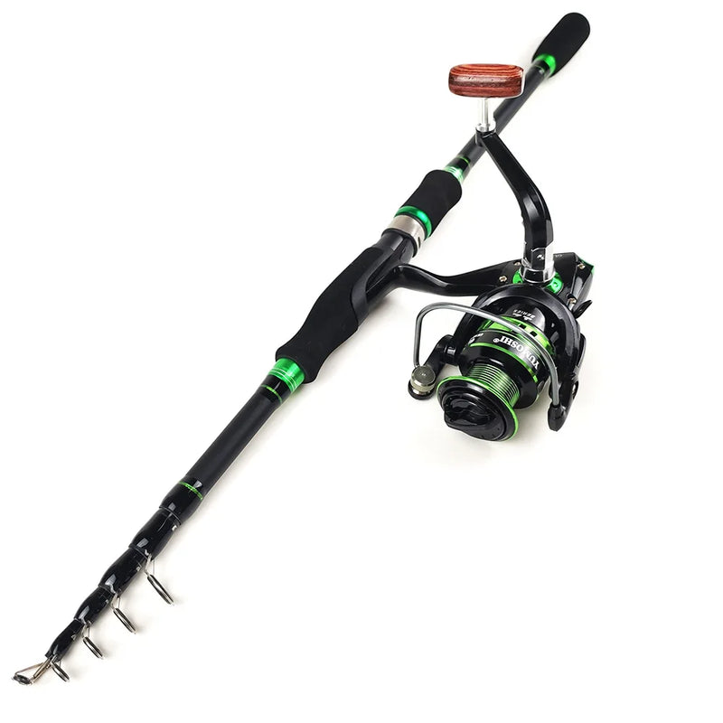 Telescopic Fishing Rod Reel Combo Full Kit 1.8m 2.1m 2.4m 2.7m Portable With Simulation Lures Tackle Accessories Carry Bag For