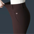 Women's Black Stretch Suit Pants, Fashion Purple Slim - View 6 | SAMAG