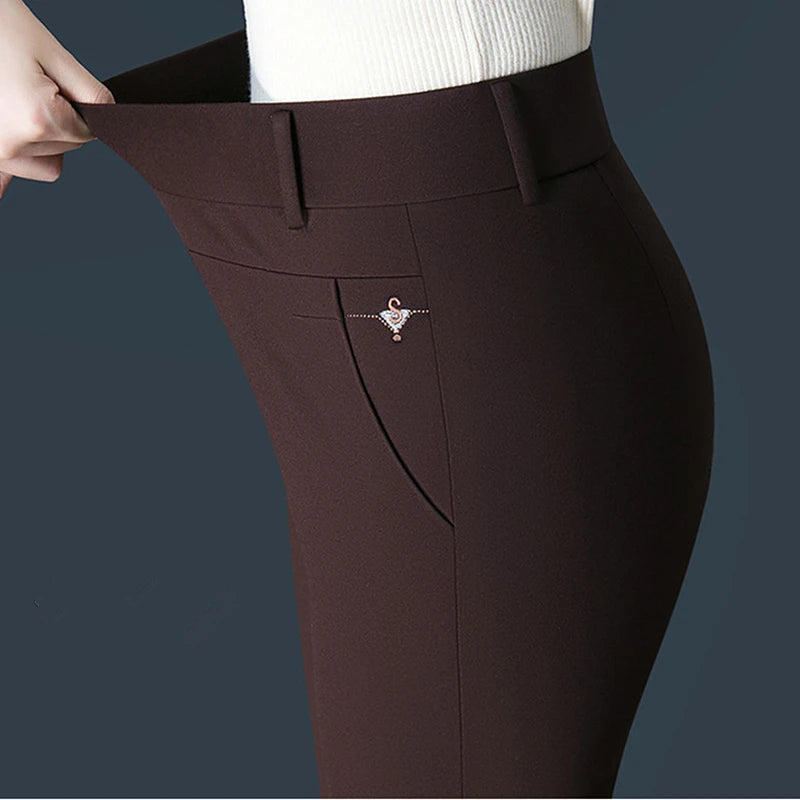 Women's Black Stretch Suit Pants, Fashion Purple Slim - View 6 | SAMAG