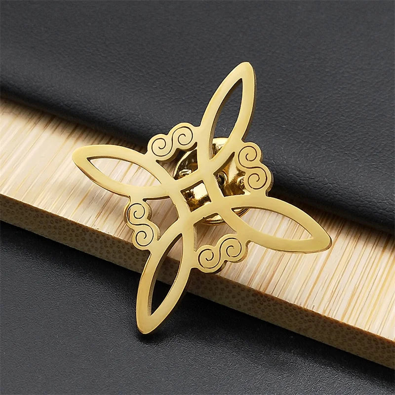 Aesthetic Celtic Knot Brooch Pin for Women Men Stainless Steel Lucky Witch Protection Badge Pins Jewelry nudo de bruja BS02