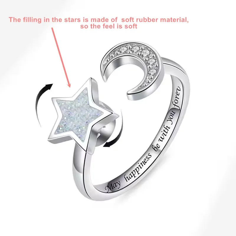 VENTFILLE 925 Sterling Silver Sunflower Diamond Zircon Rotatable Ring For Women Gift Relieve Stress Ring Jewelry Wholesale