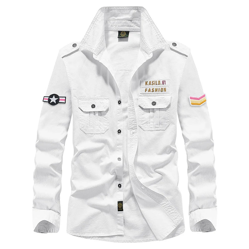 Men's Spring Cotton Casual Shirt Military Tooling | SAMAG
