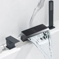 Waterfall split bath faucet Hot and cold Water flow three-hole three-piece bathtub handle shower set faucet Diverter  Black