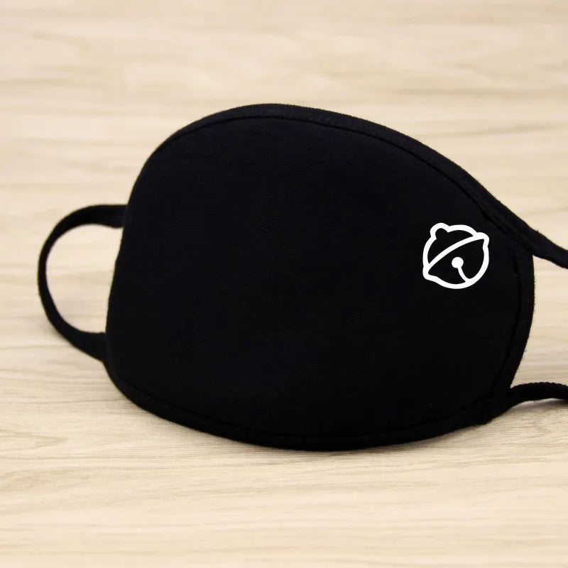 Black Cotton Mask Unisex Winter Warm Thickening Half Face Mouth Mask Cotton Cartoon Pattern Anti-Dust Anti-Respirator Mask