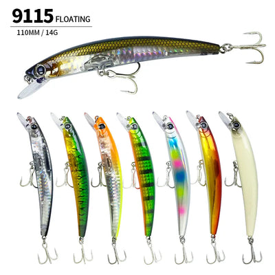 110MM 14G Minnow Fishing Lures 3D Crystal Floating | SAMAG