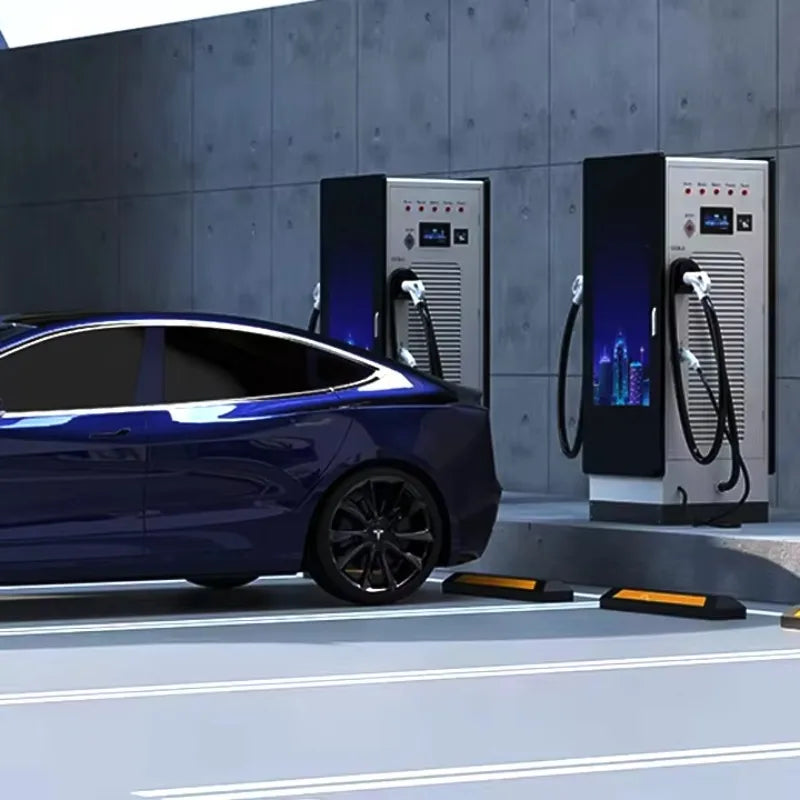 Electric Car Charger Station Commercial Solar Powered DC Fast EV Charger with Advertising Screen Custom