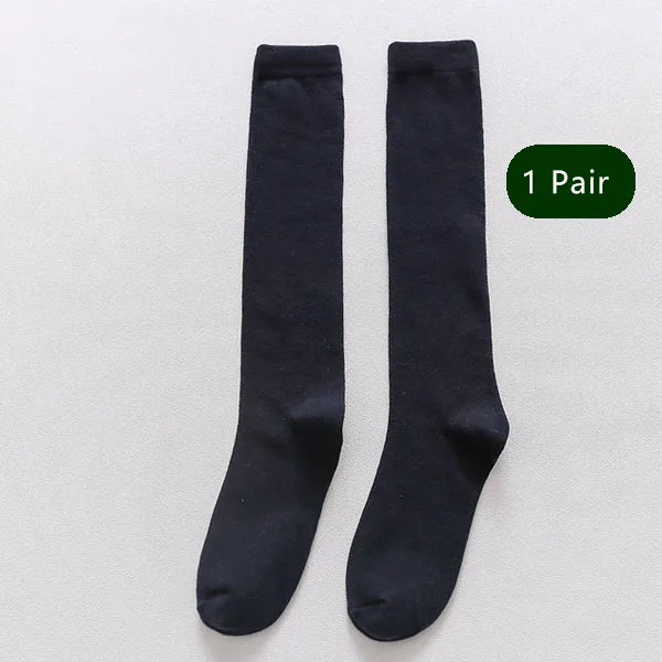 Men Long Socks Knee High Cotton Solid Business Soft | SAMAG