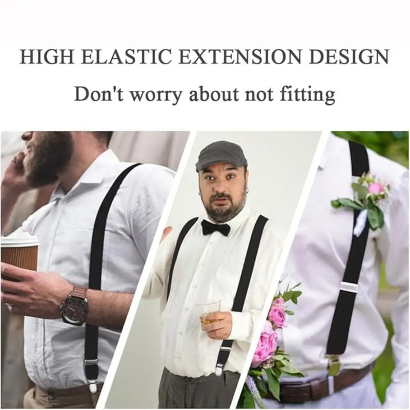 New Adjustable Adult Suspenders Elastic Strong Metal Clips Adult Belt 4 Clips Clip-on Suspenders Men Women