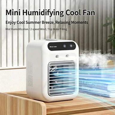 Popular Portable Dorm Cooling Fan with Fine Mist Humidification Desktop Mobile Mini Air Conditioner Energy Saving for Bedroom Of