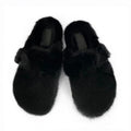 Mule Slippers Mink Fur Slides Comwarm Fashion Women Clogs Cork Insole Fur Slippers with Arch Support Outdoor Slides Home Shoes