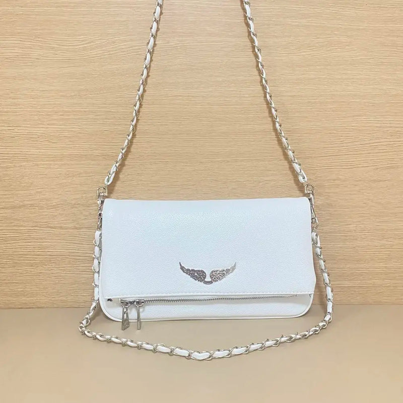 French-style exquisite one-shoulder women's bag, Spanish diamond chain fashion messenger bag, women's wing envelope bag