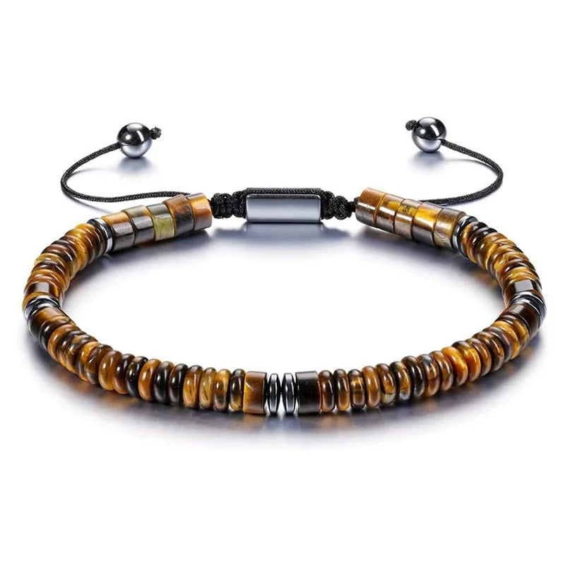 Healing Crystal Bracelets Abacus Bead flat Beaded Bracelets for Men Women Adjustable Natural Stone Bracelets for Father Son