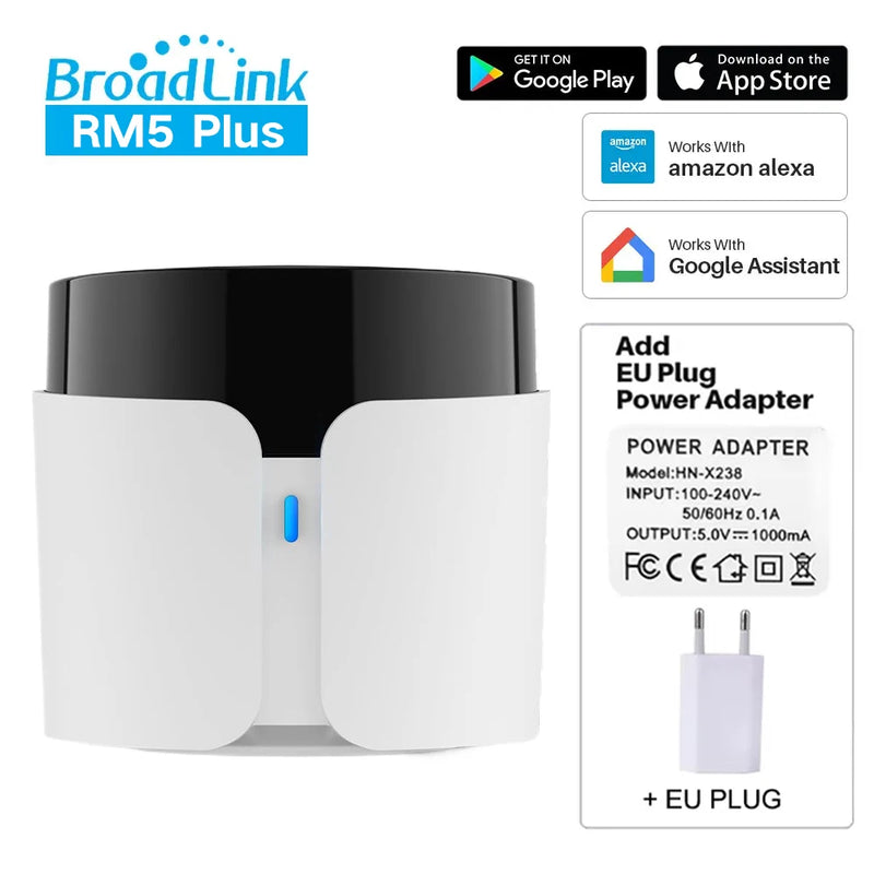 Broadlink RM5 Plus Universal Infrared Remote WiFi Smart Home Remote for TV AC Fans Voice Control Support Alexa Google Assistant