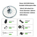 DIY Brompton E-Bike Conversion Kits E Bike motor Kits 74MM Battery,Bike to Electric Bike Upgrade Kit 250W 16 inch wheel