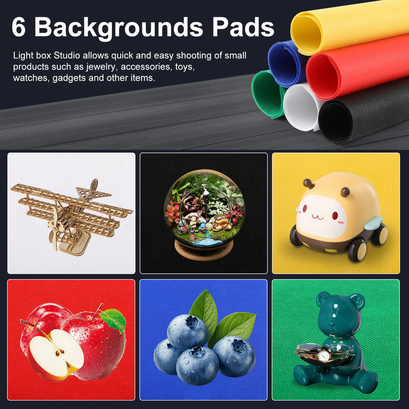 23cm Ring LED Panel Folding Portable Light Photo Lighting Mini Studio Shooting Tent Box Kit with 6 Colors Backdrops Photo Box
