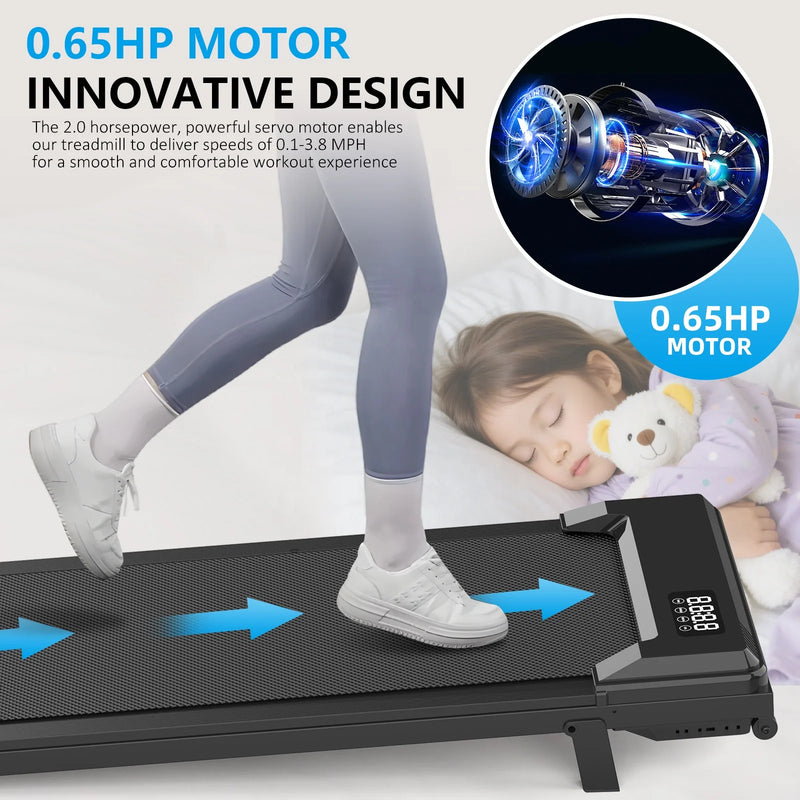 Foldable Under Desk Treadmill Electric Walking Pad, LED - View 2 | SAMAG