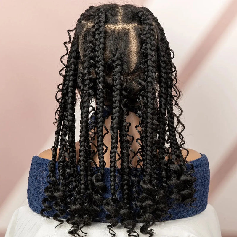 Full Lace Braided Wigs 16 In Synethetic Crochet Hair Wig Box Braids Boho Hairstyles Wigs for Women Short Bob Wig Knotless