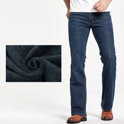 Men's Winter Stretch Denim Jeans Thicken Warm Pants Slim | SAMAG