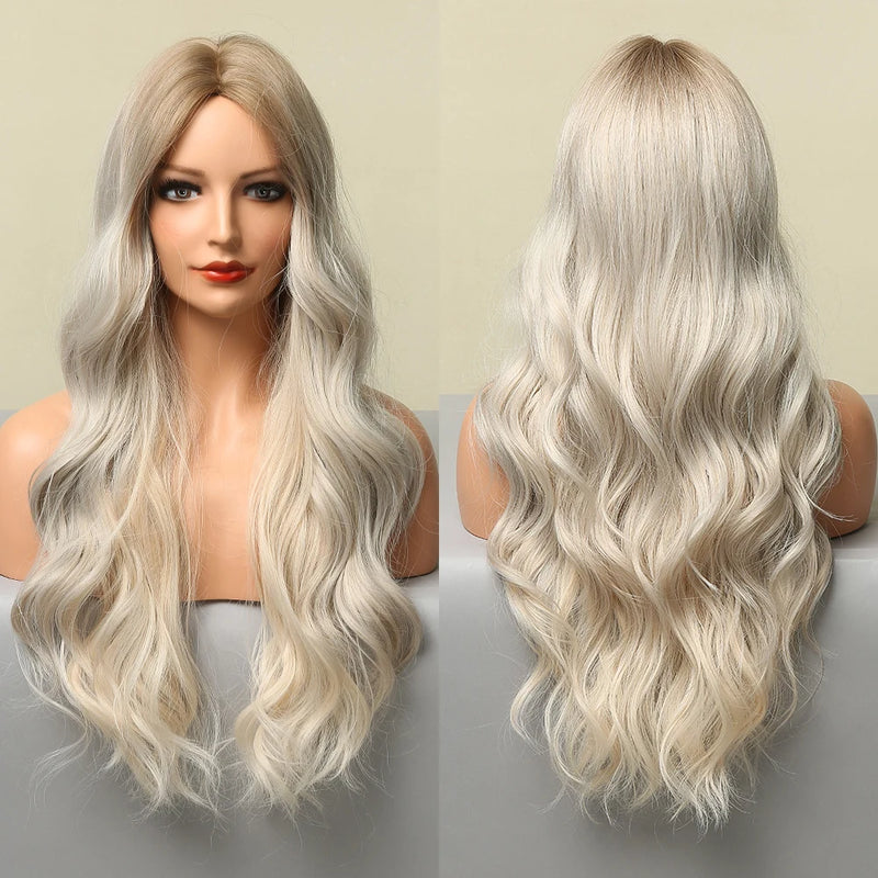 Red Brown Copper Ginger Long Wavy Synthetic Hair Wigs for Black Women Body Wave Ombre Wig Cosplay Natural Heat Resistant Wig