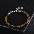 2026 Classic 6mm Tiger Eye Stone Hematite Beaded Bracelet Adjustable Stainless Steel Chain Bracelet for Men Women Jewelry Gifts