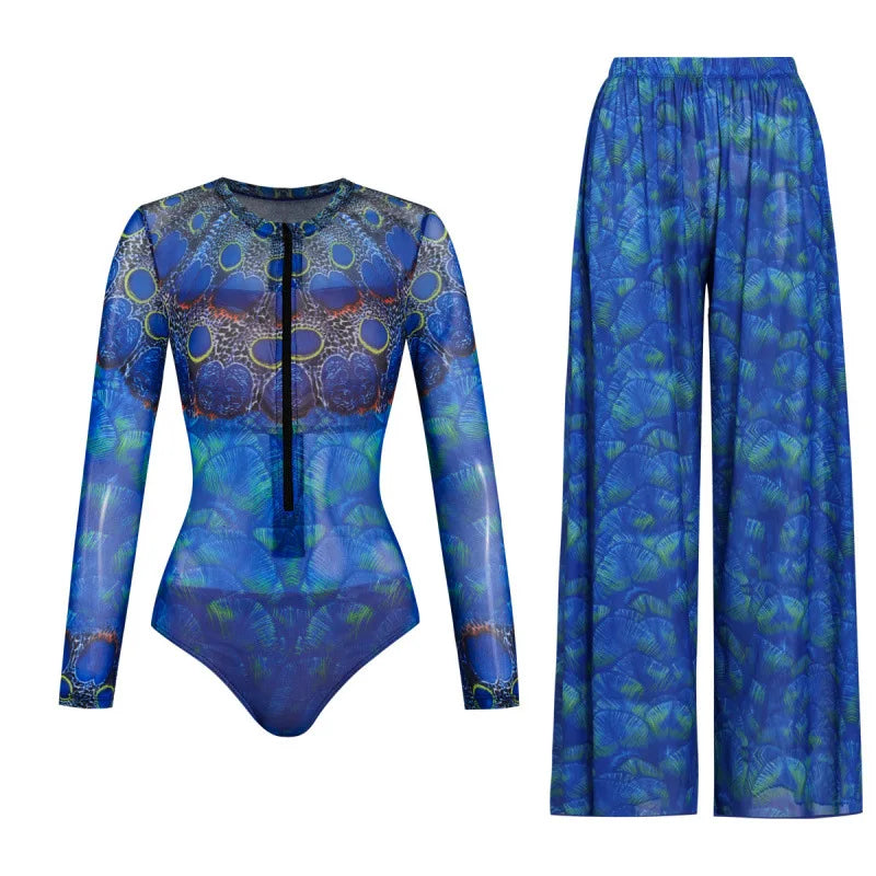 Women's Long Sleeve Swimwear Sunscreen One Piece Swimsuit | SAMAG