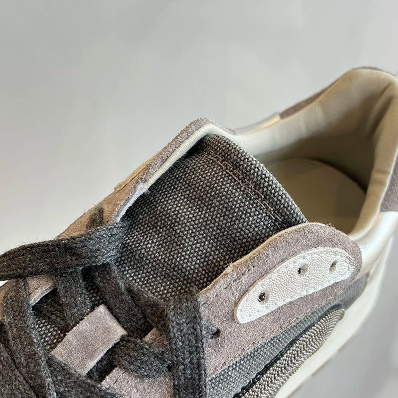 Women's Vulcanized Shoes Leather Beaded Casual Sneakers
