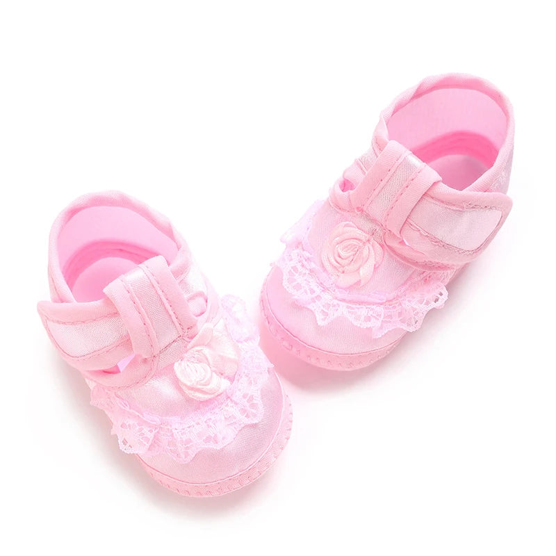Pink Newborn Baby Baptismal Shoes Are Soft - View 3 | SAMAG