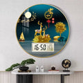 Modern wall clock for living room, home use, creative, silent, drill-free wall-mounted decorative painting electronic clock