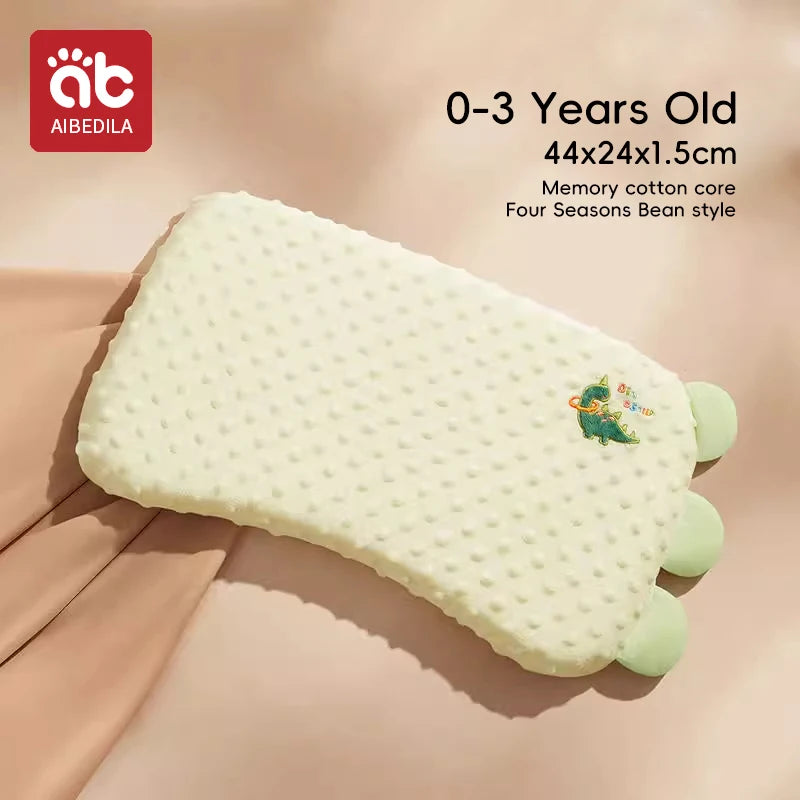 AIBEDILA Infants Washable Pillow Toddlers Soothing Bean Sleeping Pillows 0-6Y Kindergarten Cartoon Memory Silicone Cotton Pillow